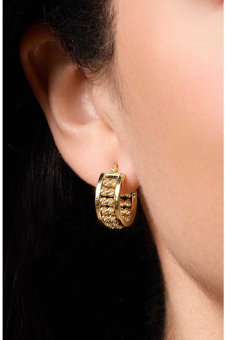 14K Gold Sphere Hoop Earrings, Alternate, color, 14K YELLOW GOLD