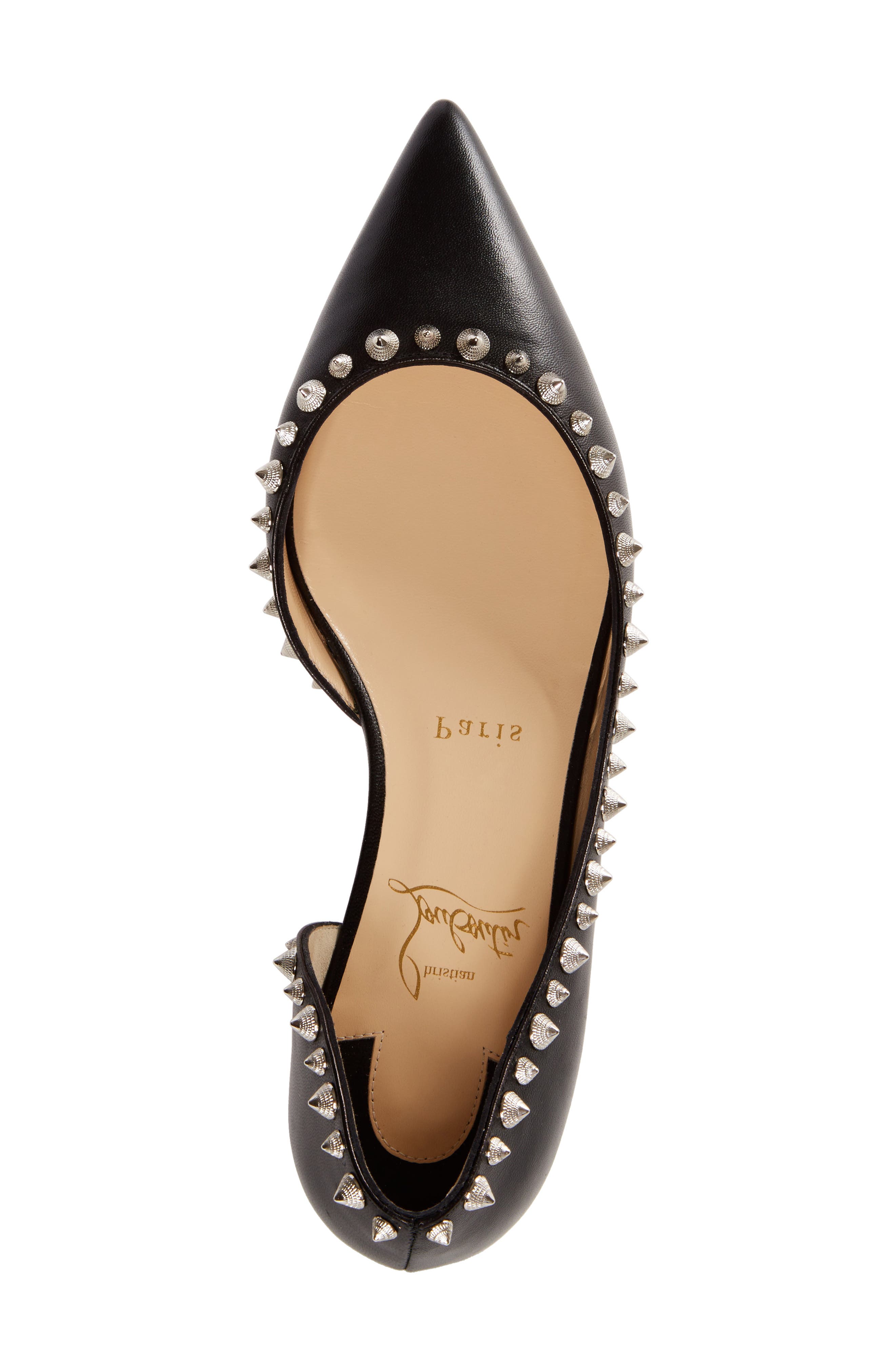 Christian Louboutin Irishell Studded Half d'Orsay Flat, Alternate, color, 