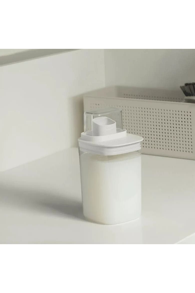 Versatile Clear Airtight Laundry Detergent Dispenser Organizer with Measuring Cap 2 Pack 34 oz, Alternate, color, White