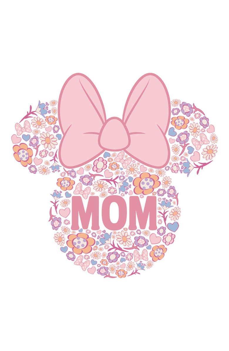 Minnie Mouse Men's Minnie Mouse Bow Icon Mom Flower Pattern  Graphic T-Shirt, Alternate, color, White