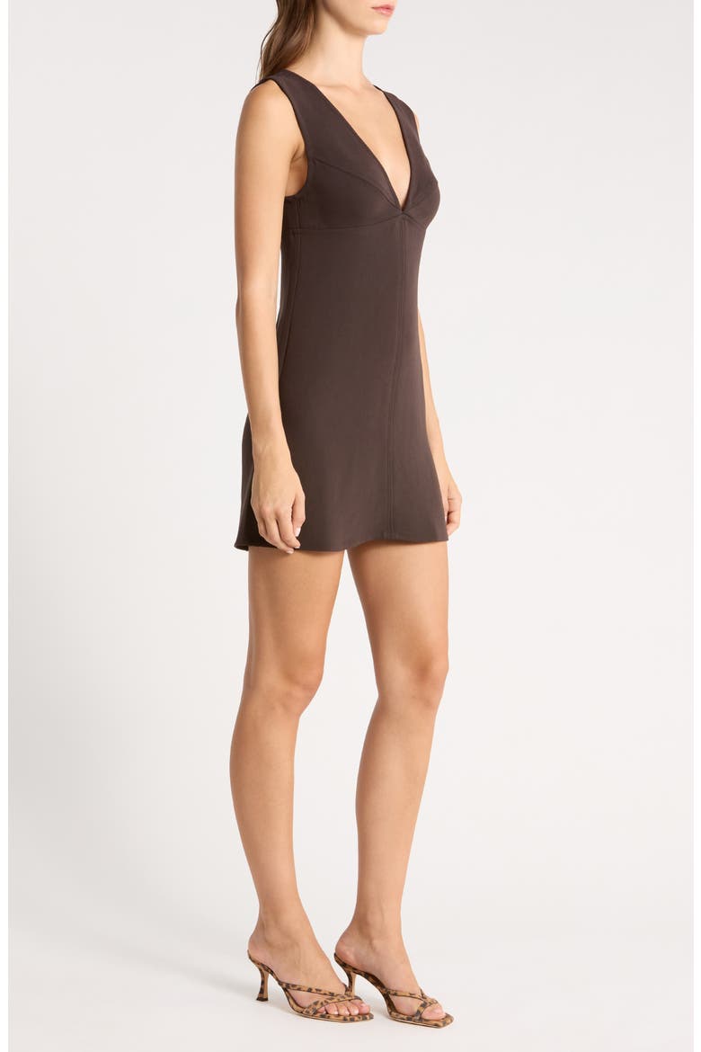 Anara Plunge Neck Minidress, Alternate, color, MOLE
