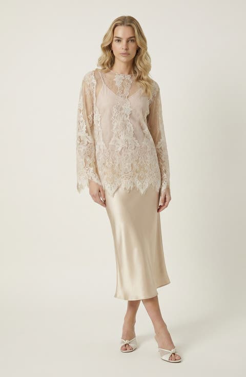 Lace Floral Long Sleeve Top
