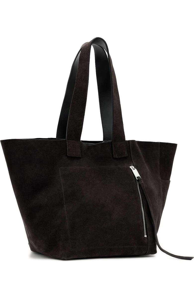 AllSaints Alba Suede East/West Tote, Alternate, color, Bitter Brown