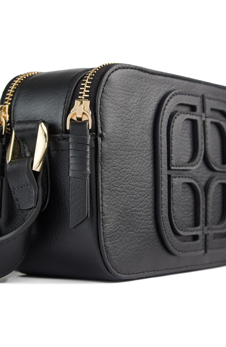 LK Bennett Perry Logo Leather Camera Bag, Alternate, color, Black