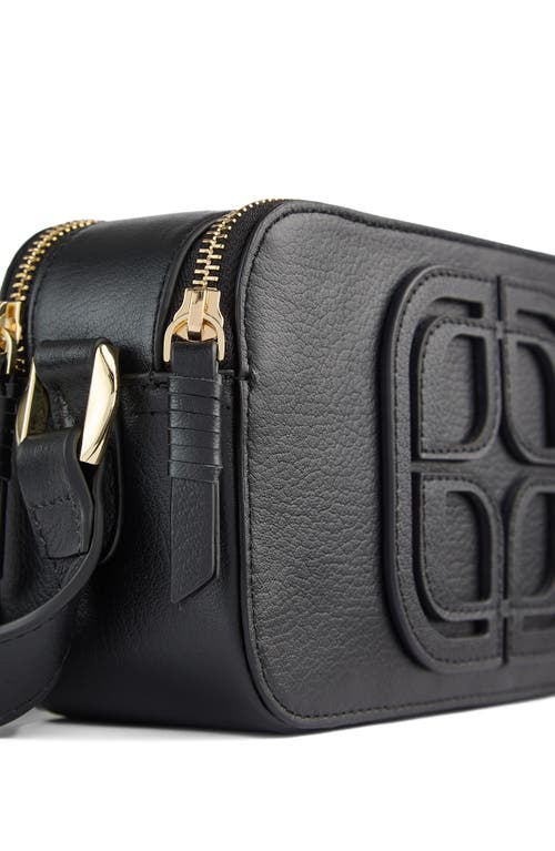 Lk Bennett Perry Logo Leather Camera Bag In Black