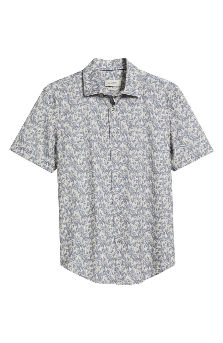 Bugatchi Miles OoohCotton<sup>®</sup> Floral Short Sleeve Button-Up Shirt, Alternate, color, Graphite