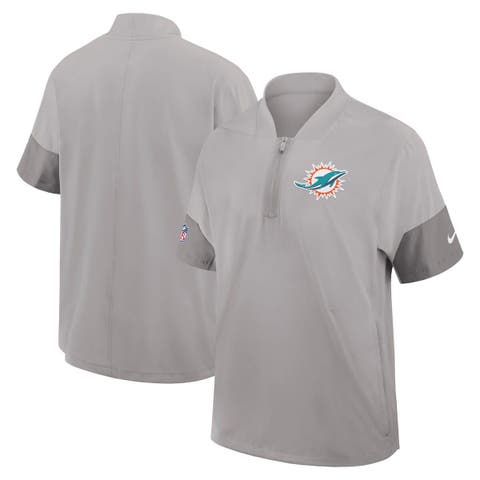 Men's Nike Gray Miami Dolphins Sideline Short Sleeve Quarter-Zip Performance Coach Jacket
