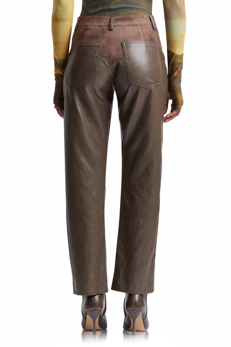 High Waist Yoke Slim Faux Leather Pants, Alternate, color, OLIVE