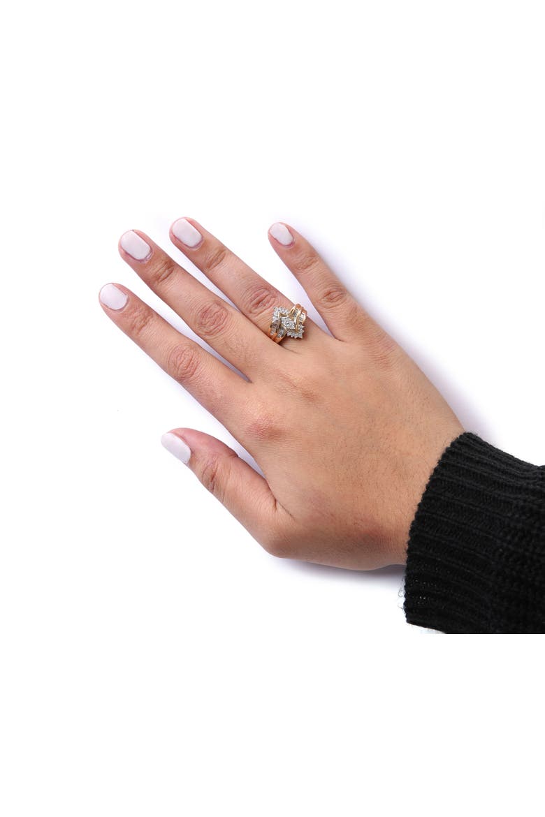 10K Two-Toned 1/2 Cttw Composite Pear Head Diamond Ring, Alternate, color, Yellow