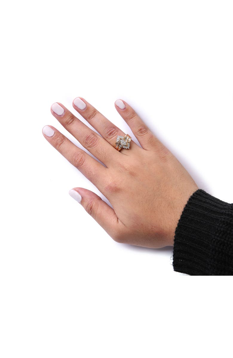 Haus of Brilliance 10K Two-Toned 1/2 Cttw Composite Pear Head Diamond Ring, Alternate, color, Yellow