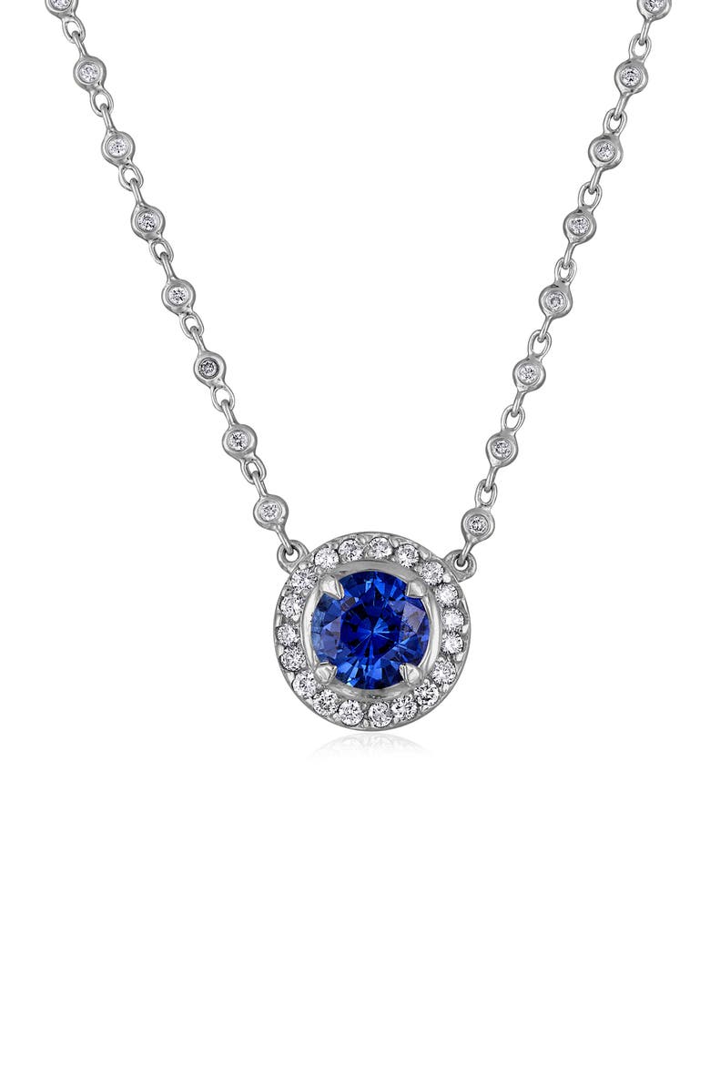 Icon Brilliant Sapphire & Diamond Pendant Necklace, Main, color, 18K WHITE GOLD