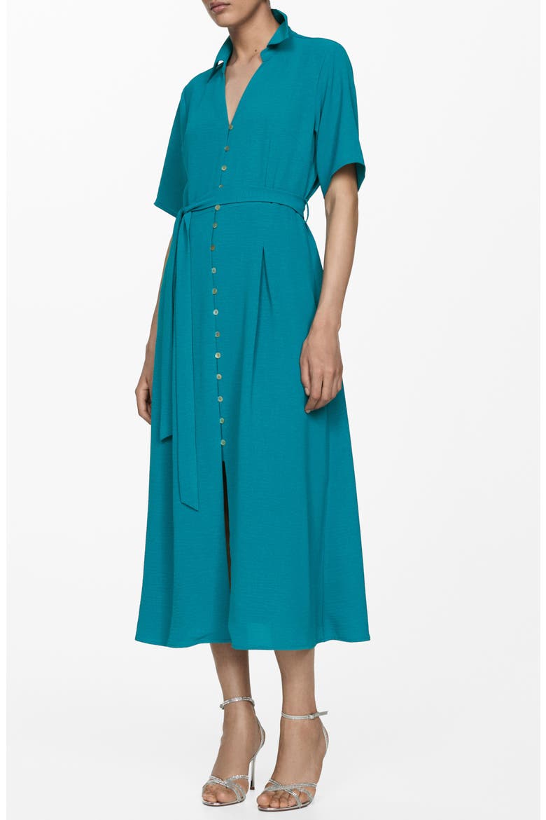 Belted Midi Shirtdress, Main, color, GREEN