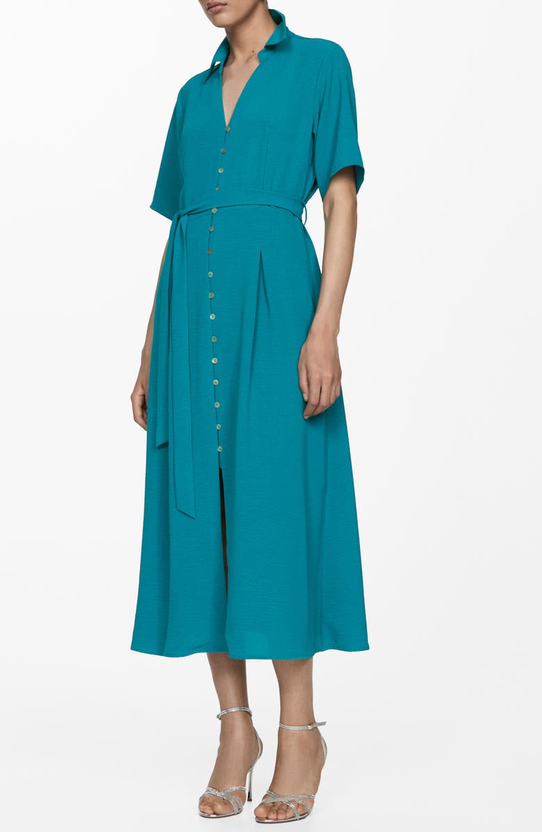 MANGO Belted Midi Shirtdress, Main, color,