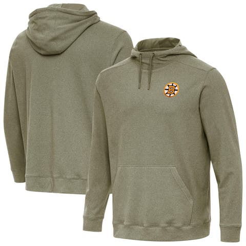 Men's Antigua Olive Boston Bruins Cloud Pullover Hoodie