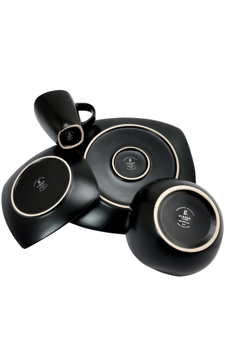 Gibson 16 Piece Square Stoneware Dinnerware Set, Alternate, color, Blue