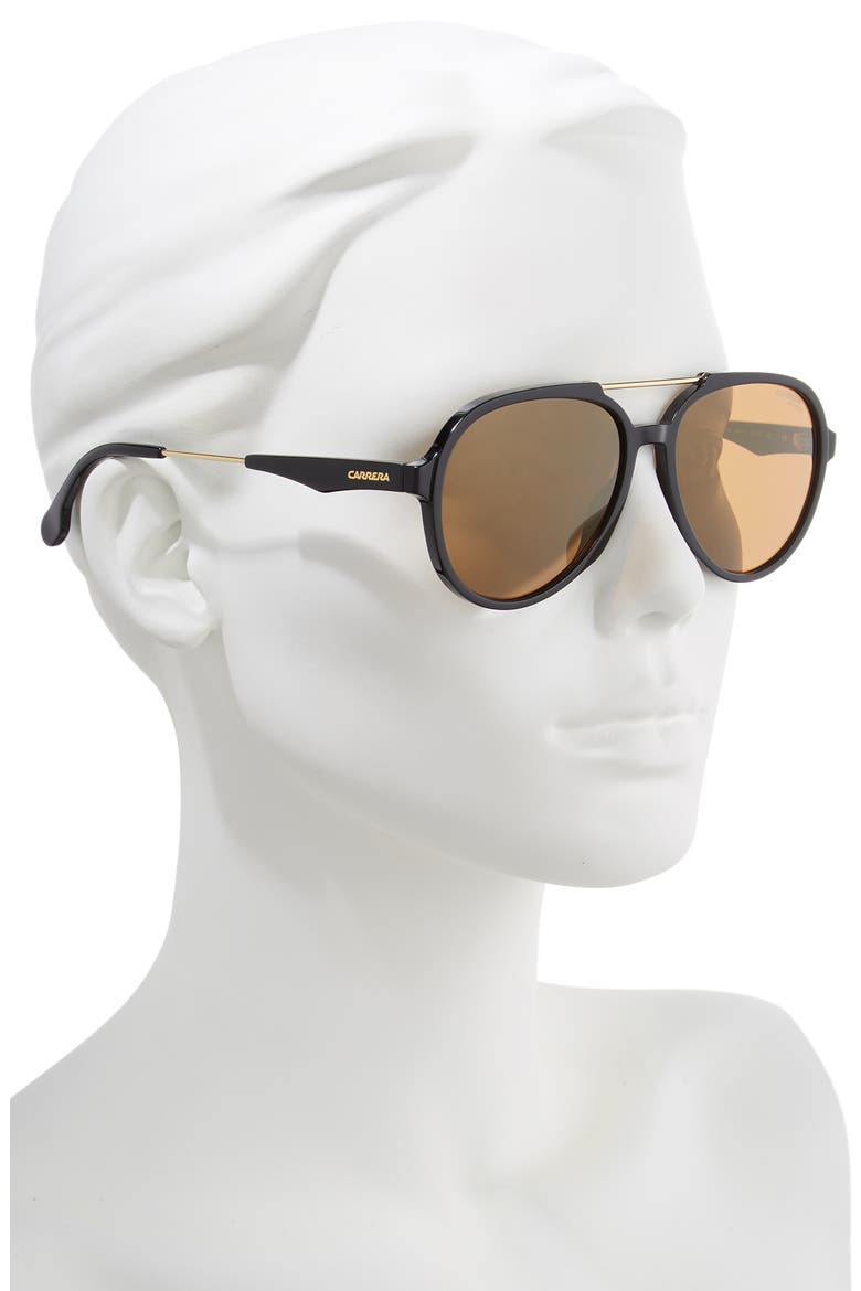 56mm Aviator Sunglasses, Alternate, color, BLACK