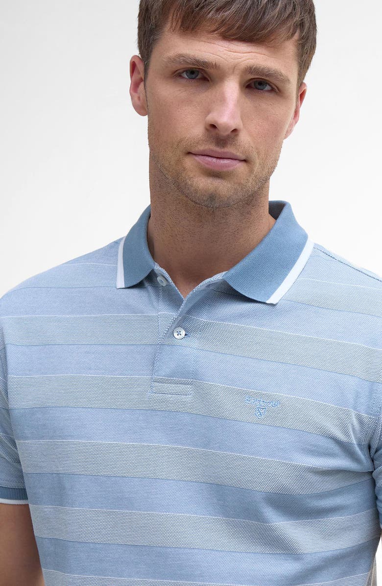 Barbour Branton Textured Stripe Cotton Piqué Polo, Alternate, color, Bleached Blue