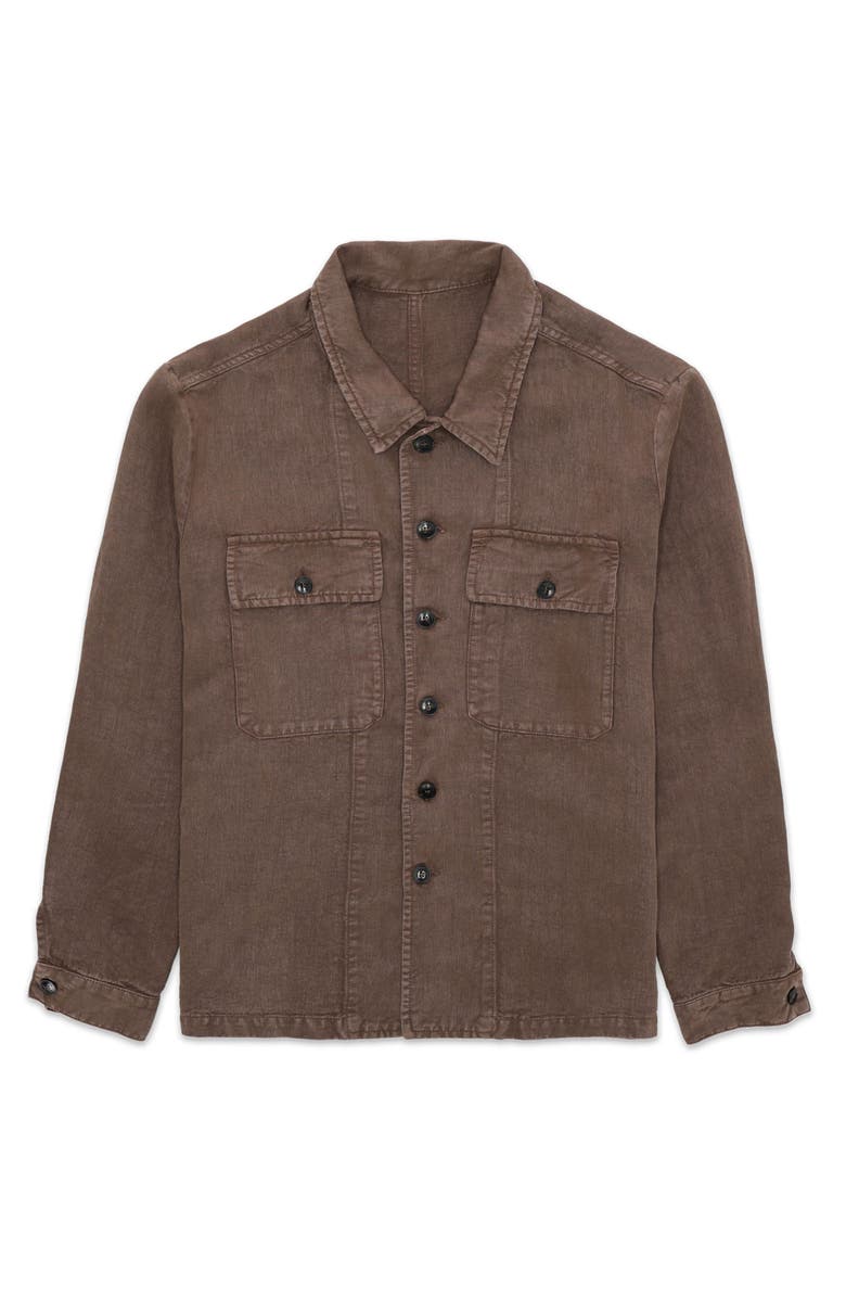 Fortela Helvetica Linen Overshirt, Main, color, Brown