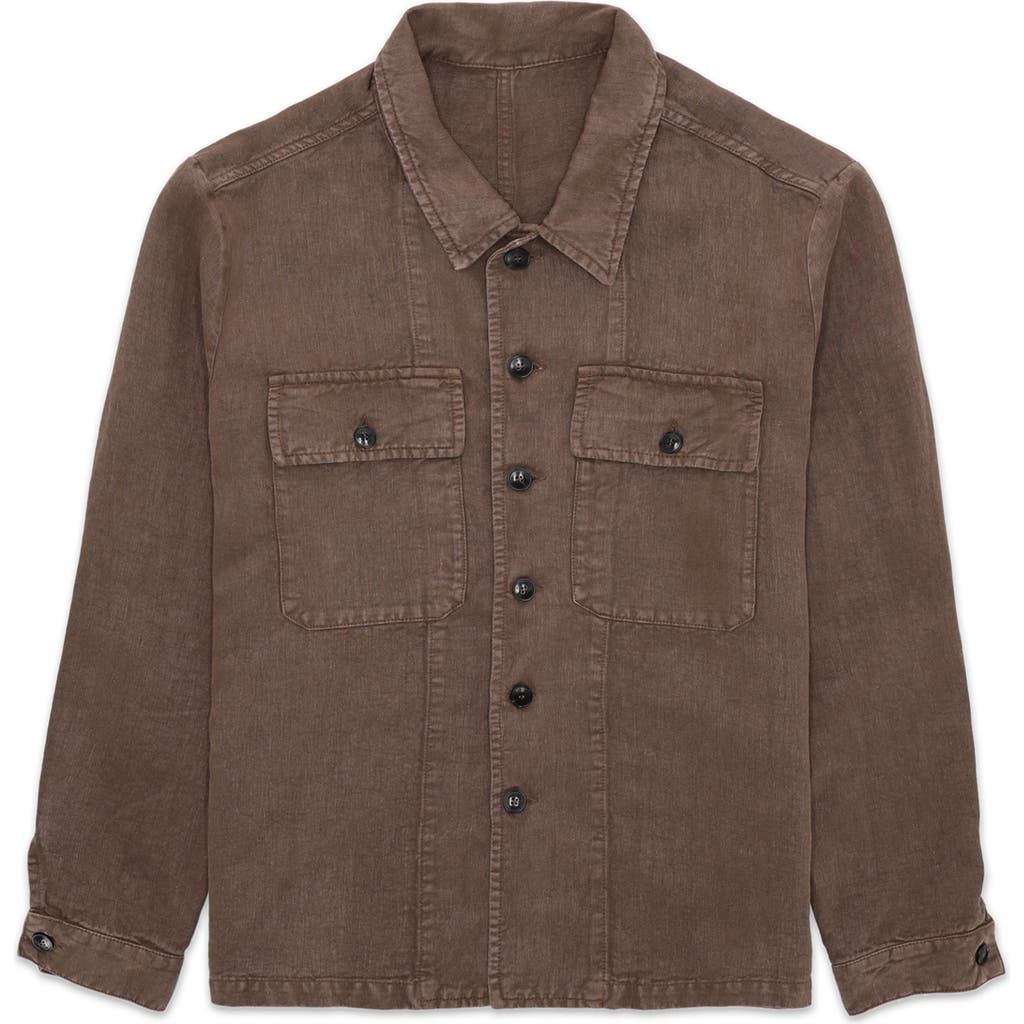 Fortela Helvetica Linen Overshirt In Brown