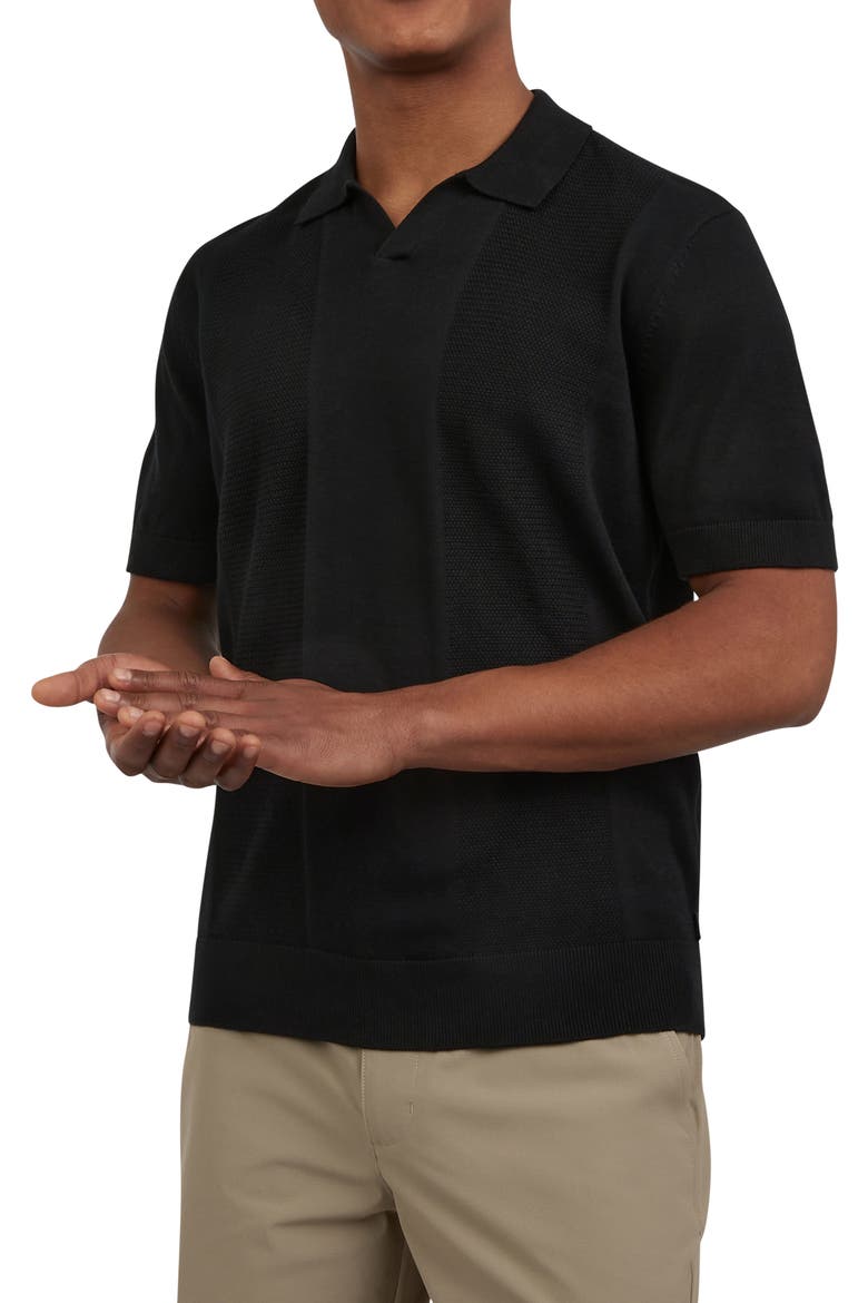 Social Cotton Polo Sweater, Alternate, color, BLACK