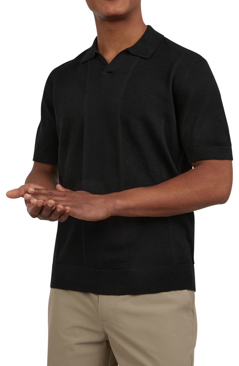 DKNY SPORTSWEAR Social Cotton Polo Sweater, Alternate, color, Black