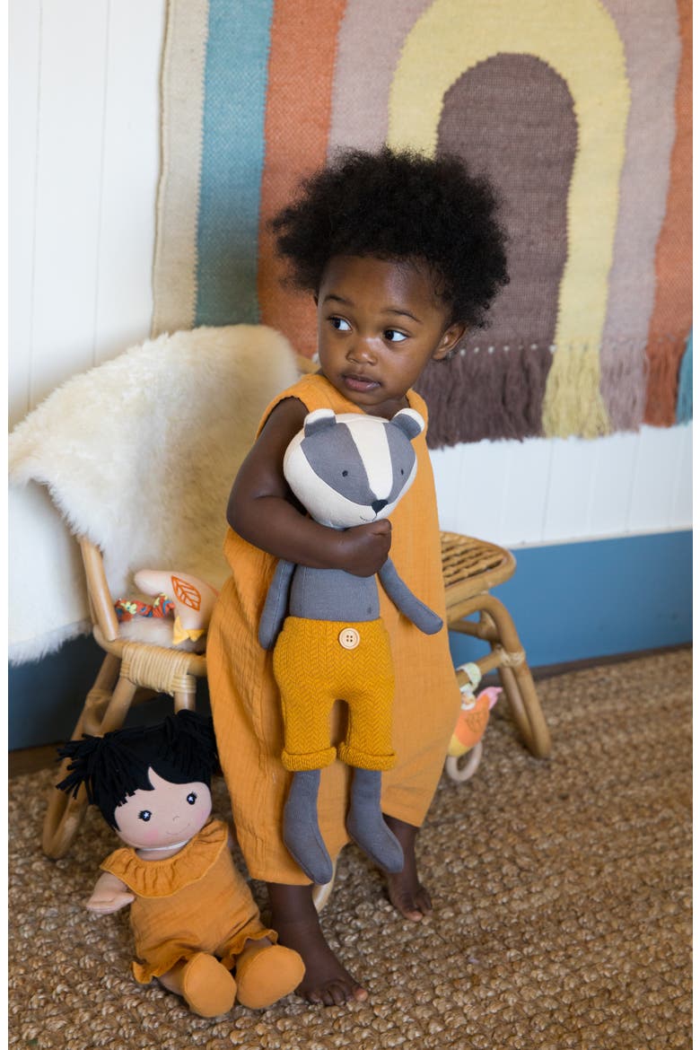 Soft Organic Cotton Baby Doll, Alternate, color, GWEN IN MUSTARD