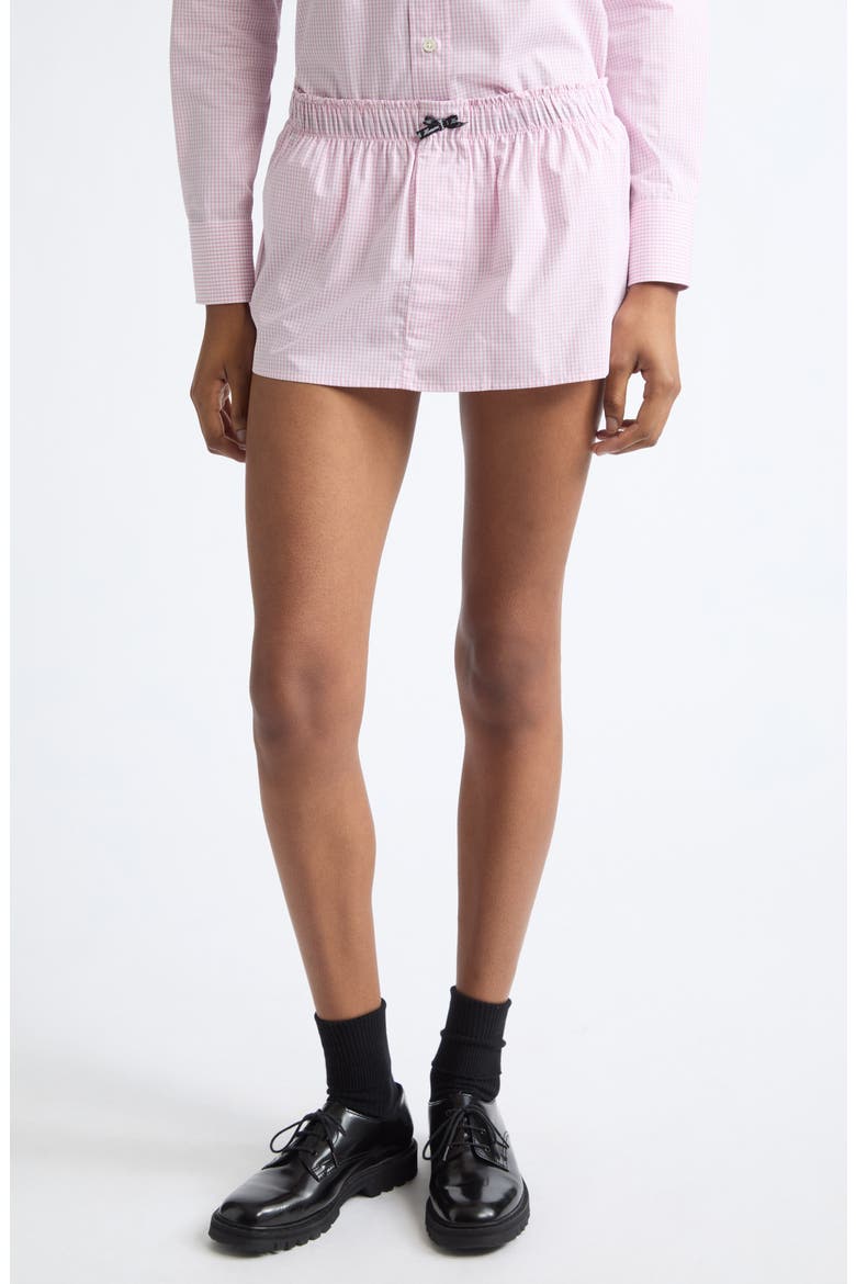 Check Cotton Boxer Miniskirt, Main, color, PINK GRAPH