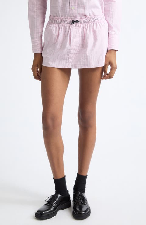 Check Cotton Boxer Miniskirt