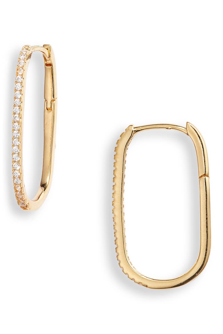 Demi Fine Skinny Oval Hoop Earrings, Main, color, 14K GOLD PLATED
