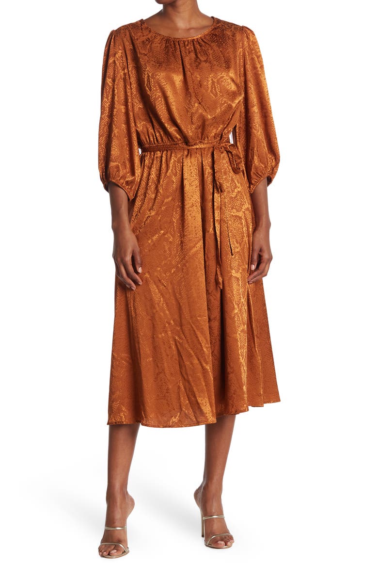 SANDRA DARREN 3/4 Sleeve Midi Dress, Main, color, 