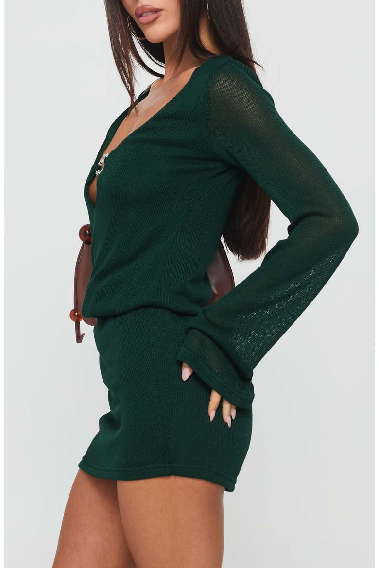 Charming Long Sleeve Knit Minidress, Alternate, color, FOREST