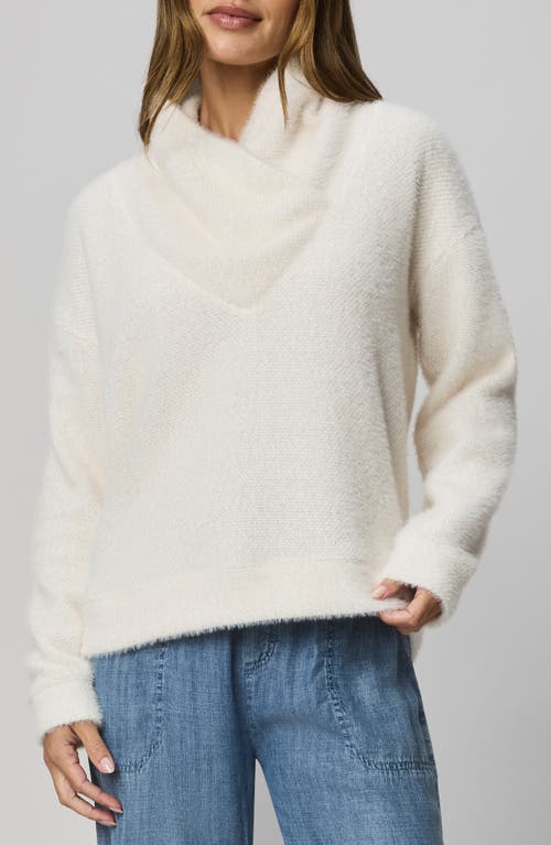 Splendid Rowan Fuzzy Cowl Neck Sweater In White