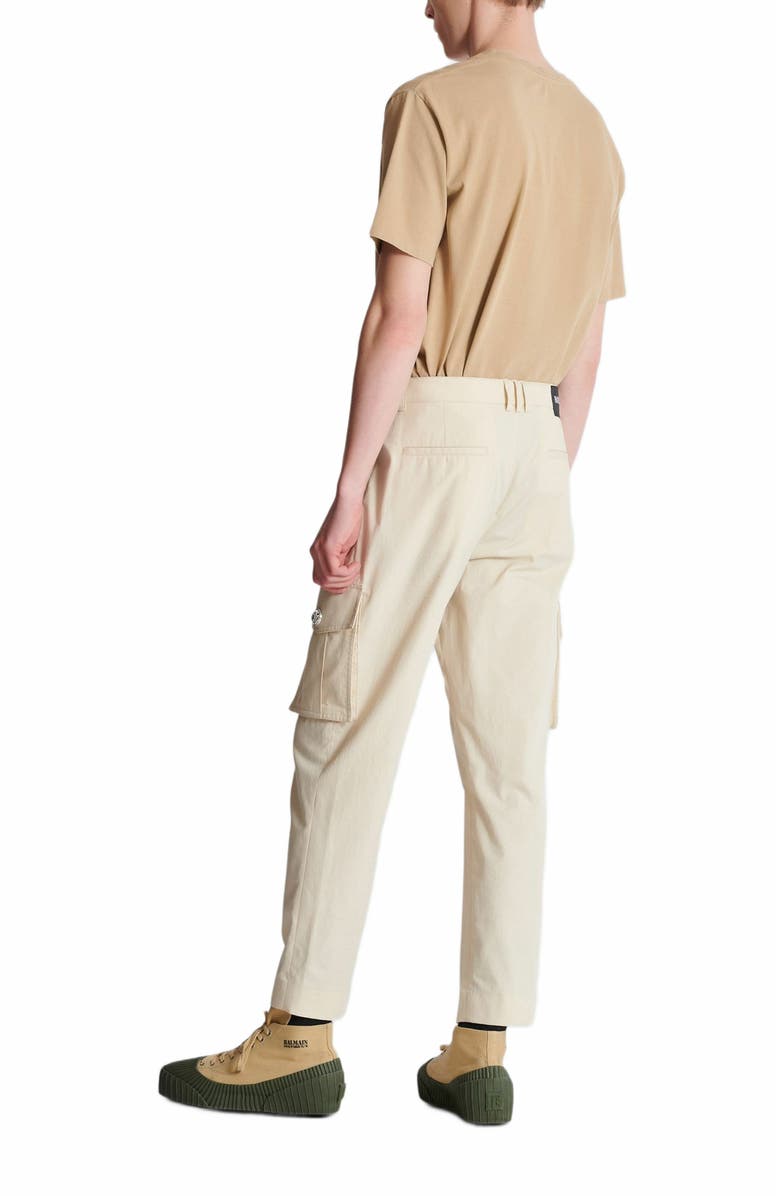 Balmain Cotton Cargo Trousers, Alternate, color, Beige