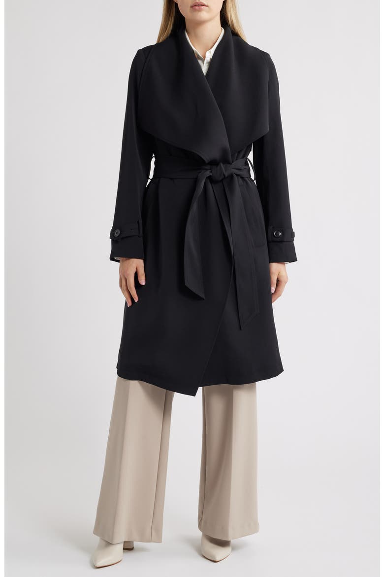 Belted Trench Coat, Main, color, BLACK