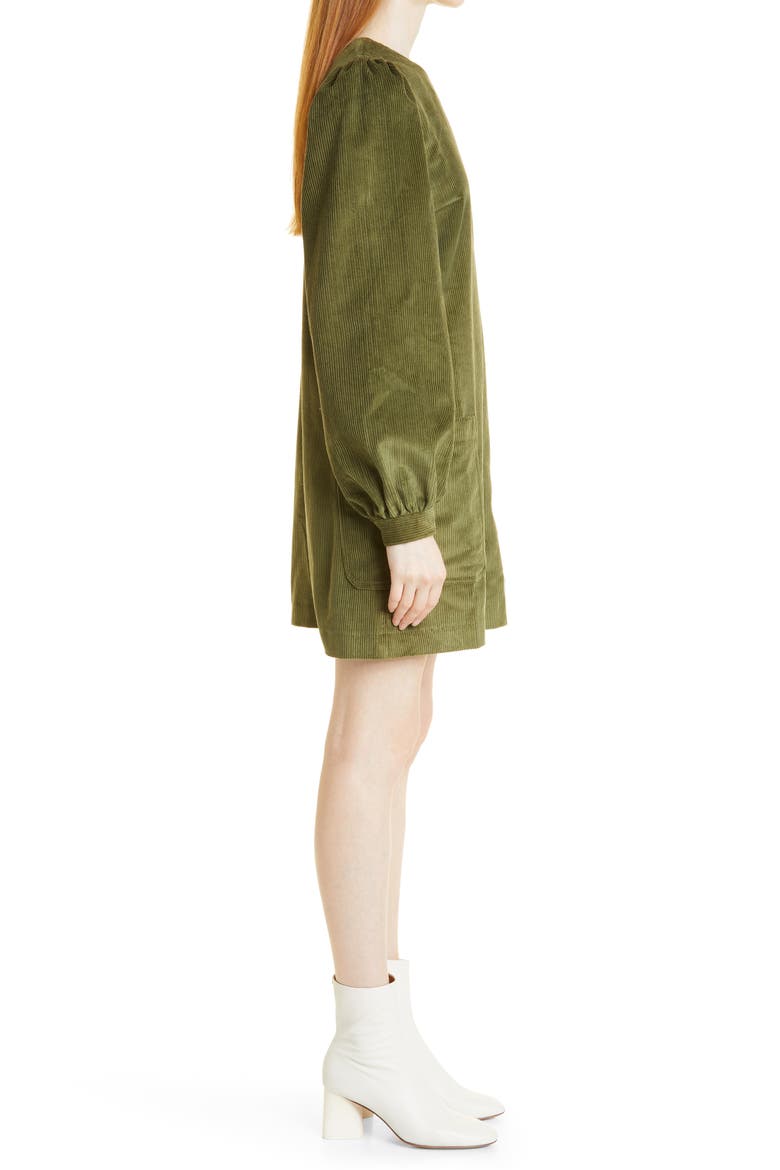 Ted Baker Londo Xavia Long Sleeve Cotton Corduroy A-Line Dress, Alternate, color, KHAKI