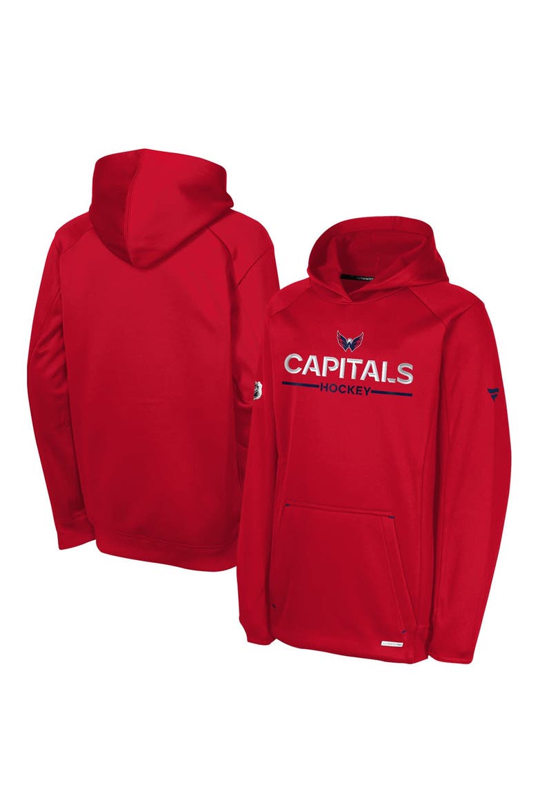Youth Fanatics Red Washington Capitals Authentic Pro Rink Raglan Hoodie, Main, color, Red