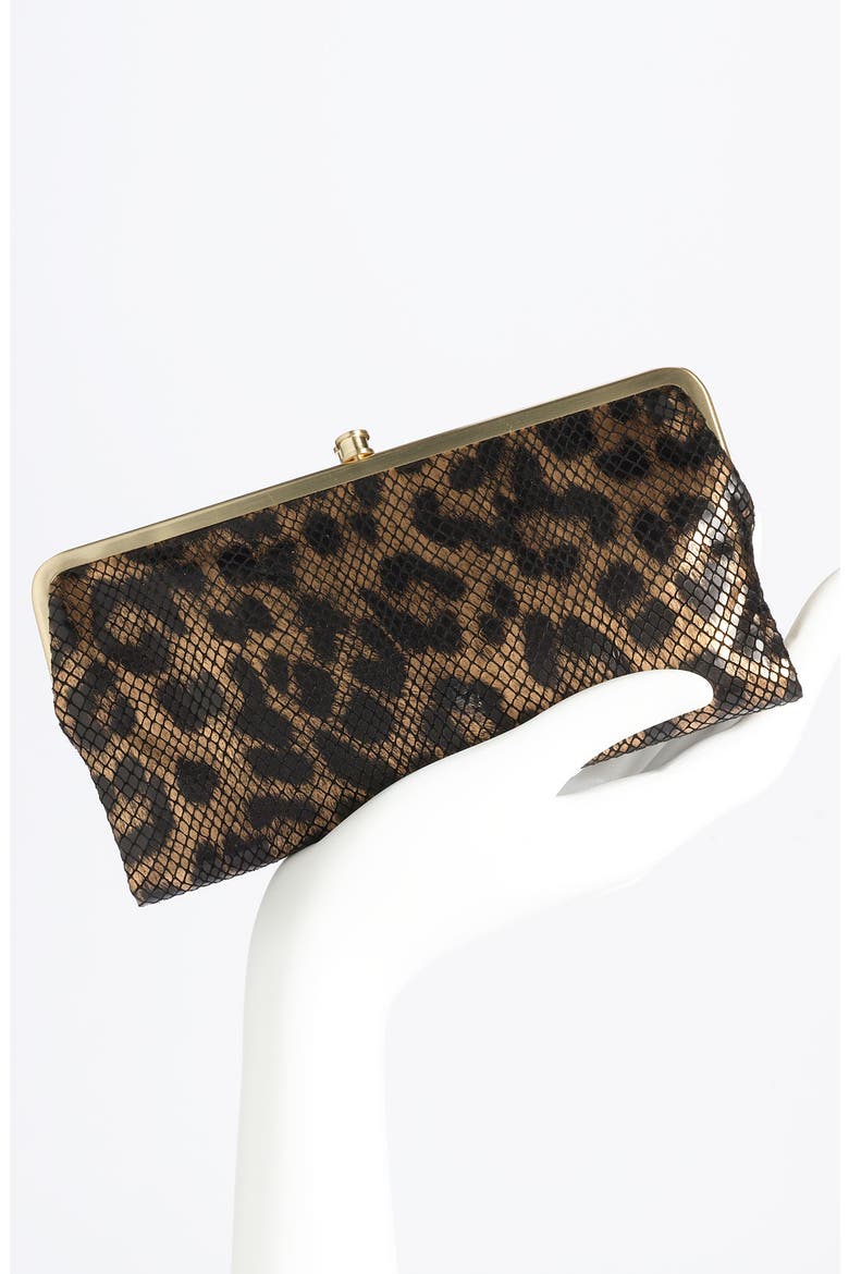 'Leopard Lauren' Double Frame Clutch, Alternate, color, METALLIC LEOPARD