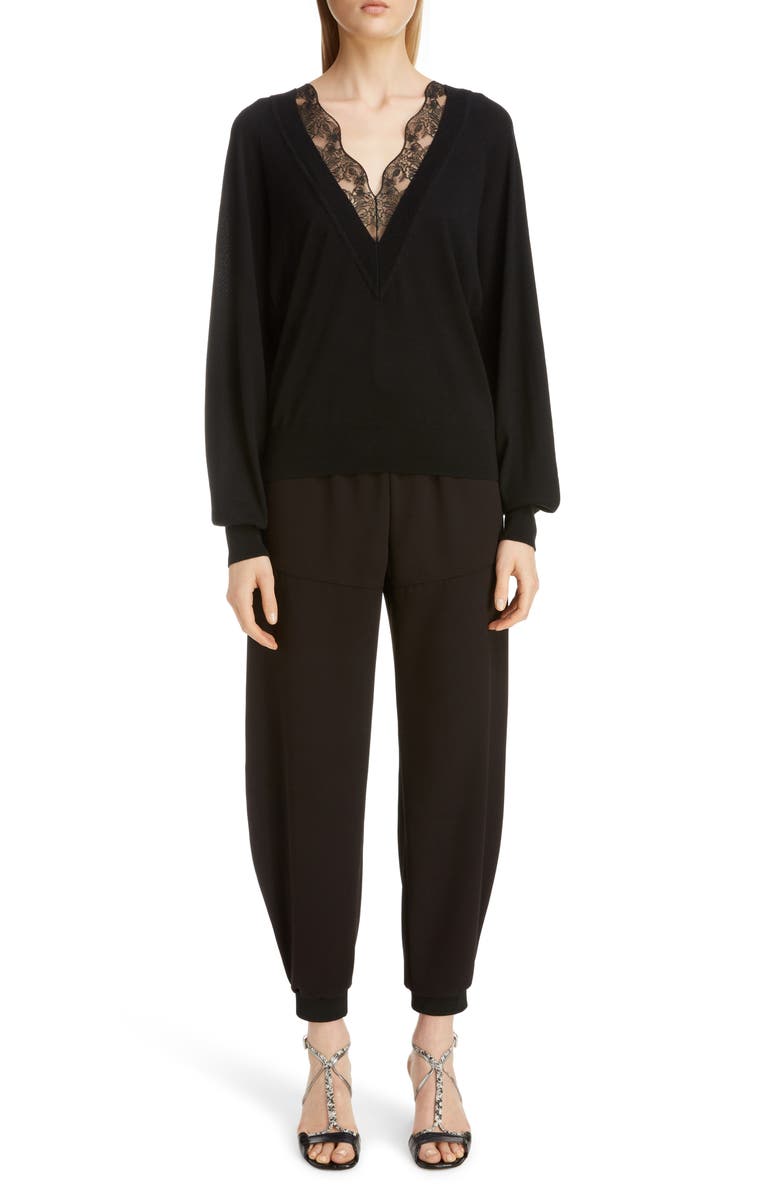 Chloé Lace Trim Wool & Silk Sweater, Alternate, color,