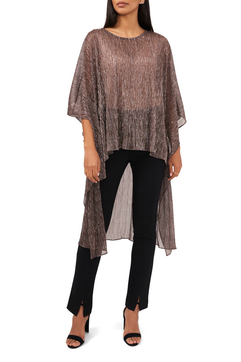 Metallic Dolman Sleeve High-Low Tunic Top, Main, color, RICH BLACK