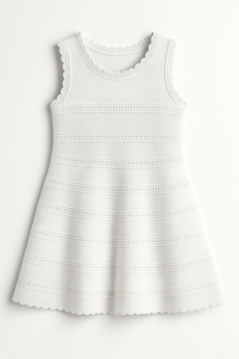 Crochet Flare Summer Dress, Main, color, White