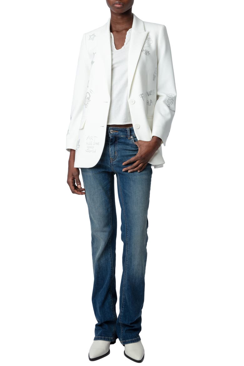Viva Multistrass Embellished Blazer, Alternate, color, JUDO