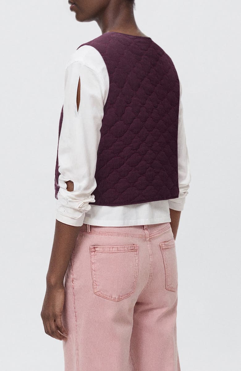 MANGO TEEN Floral Embroidered Cotton Vest, Alternate, color, Burgundy