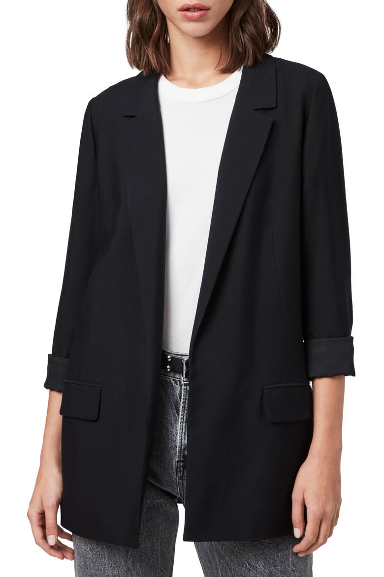 Aleida Open Front Blazer, Main, color, BLACK