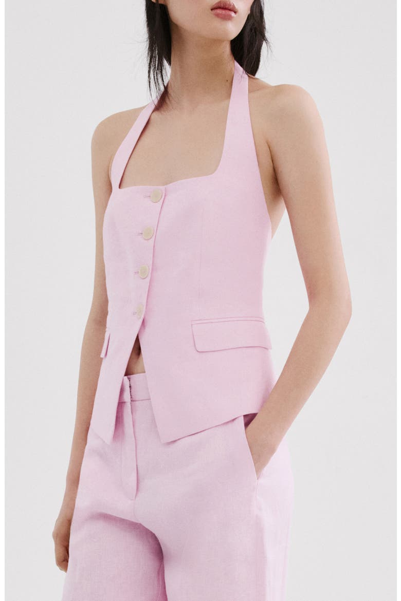 Linen Suit Waistcoat, Alternate, color, PINK