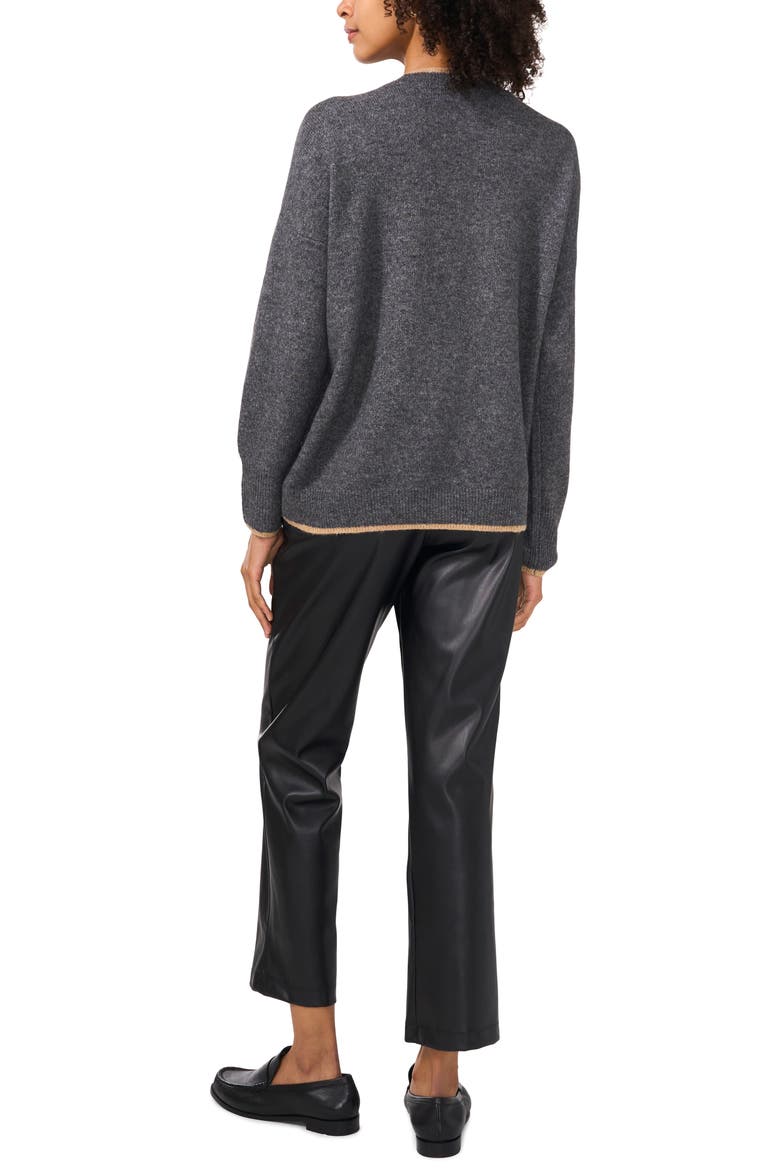 Tipped Crewneck Sweater, Alternate, color, MED HTHRGREY
