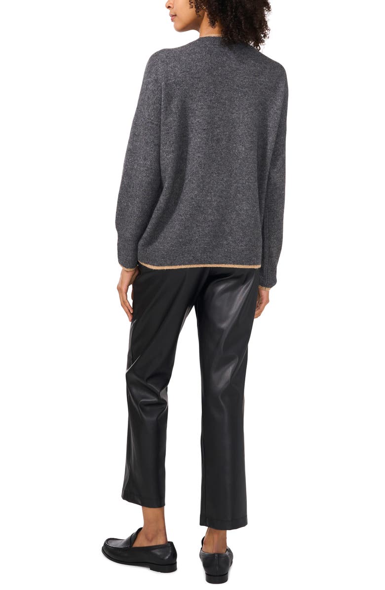 Vince Camuto Tipped Crewneck Sweater, Alternate, color, Med Hthrgrey