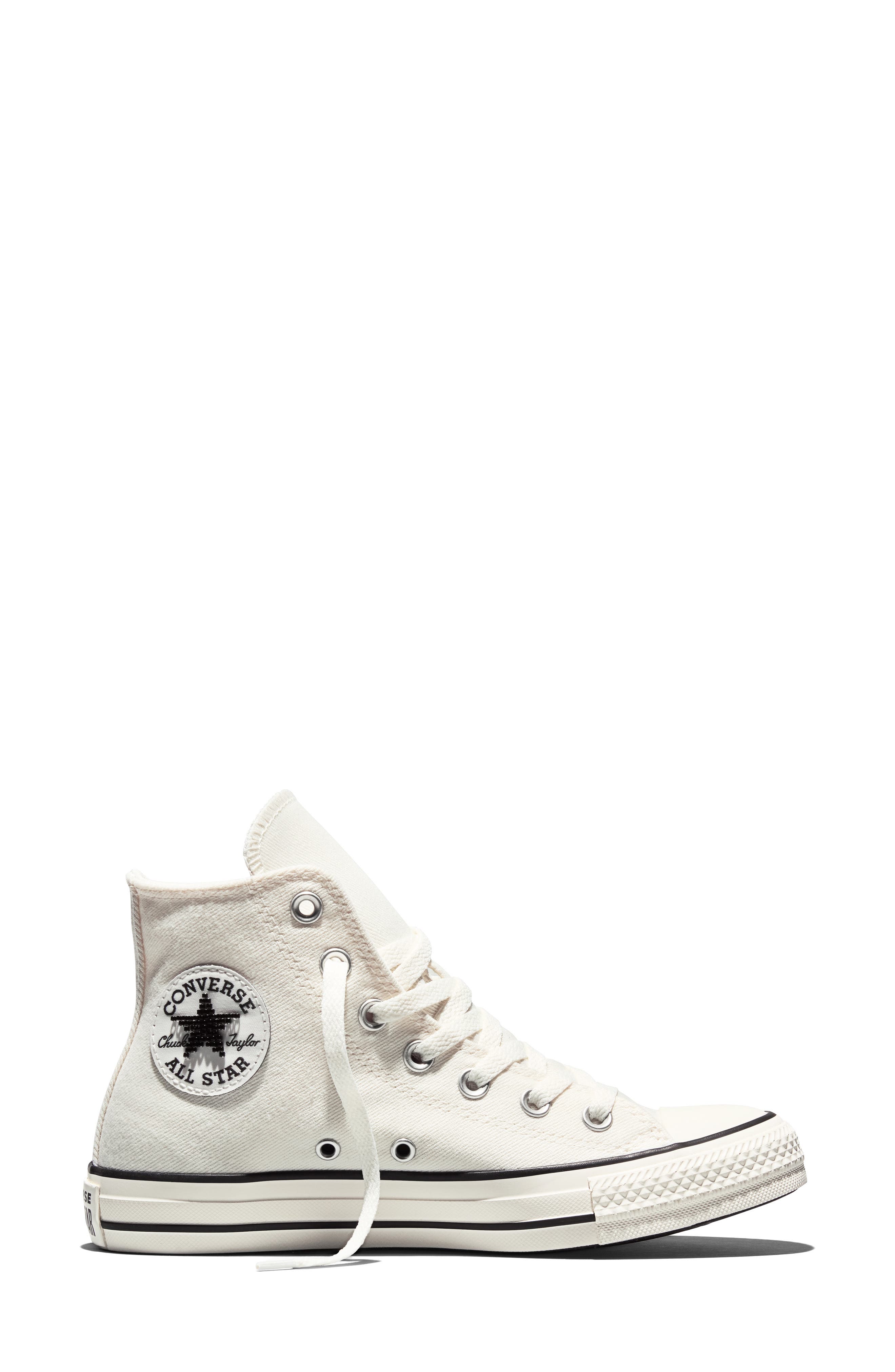 Converse Chuck Taylor<sup>®</sup> All Star<sup>®</sup> Beaded Low Top Sneaker, Alternate, color, Egret/ Black/ Egret