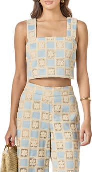 English Factory Crochet Inset Crop Top