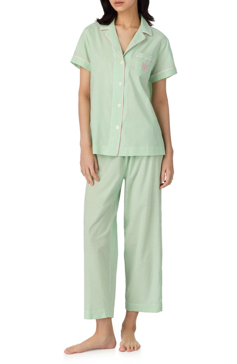 Lauren Ralph Lauren Floral Short Sleeve Crop Pajamas, Main, color, 
