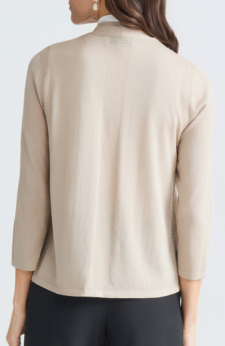 KASPER Stitch Detail Three-Quarter Sleeve Cardigan, Alternate, color, 